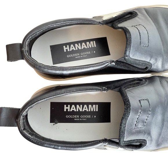 Golden Goose Hanami Black Leather Star Slip-On Sneakers Size 38 - Picture 9 of 10